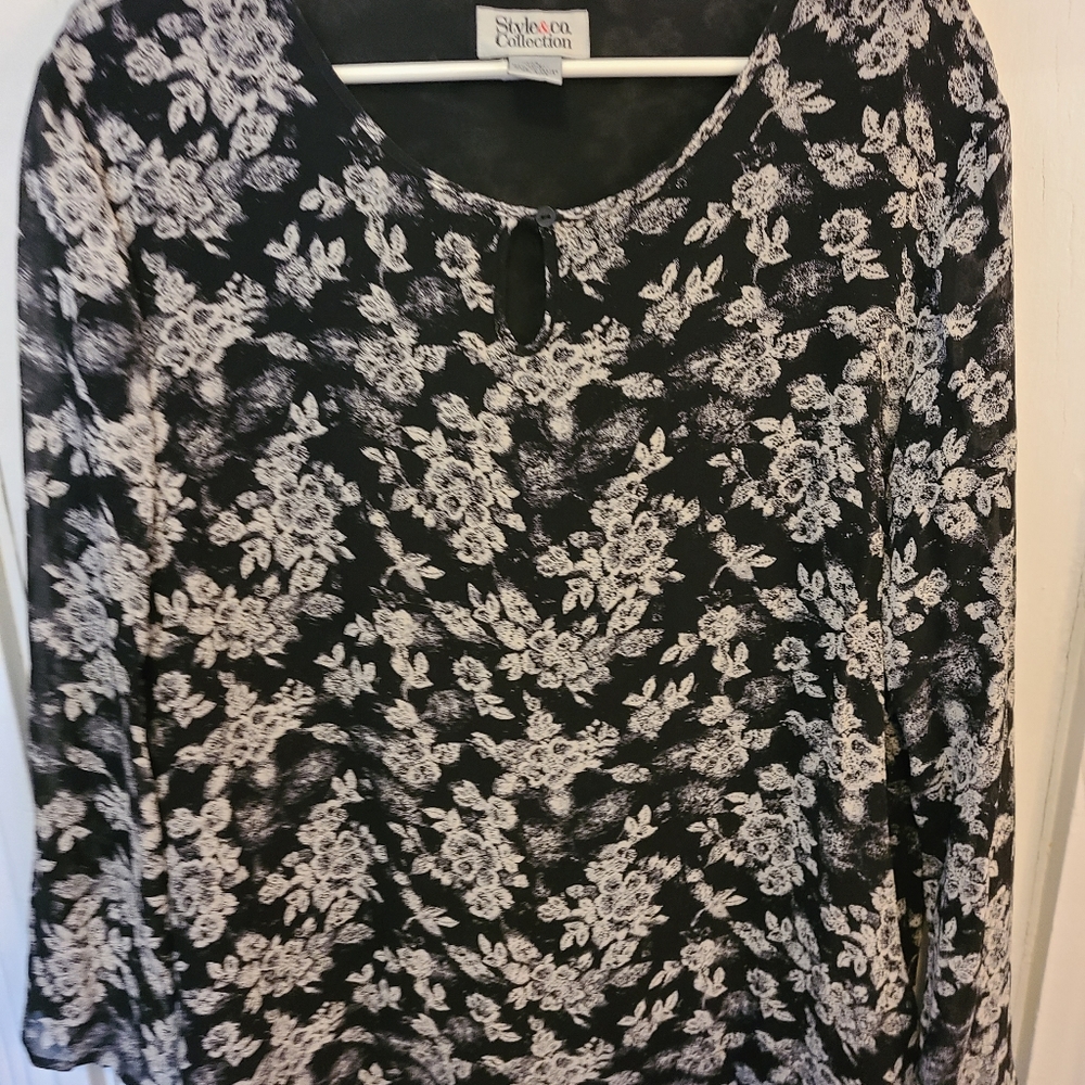 Black floral blouse